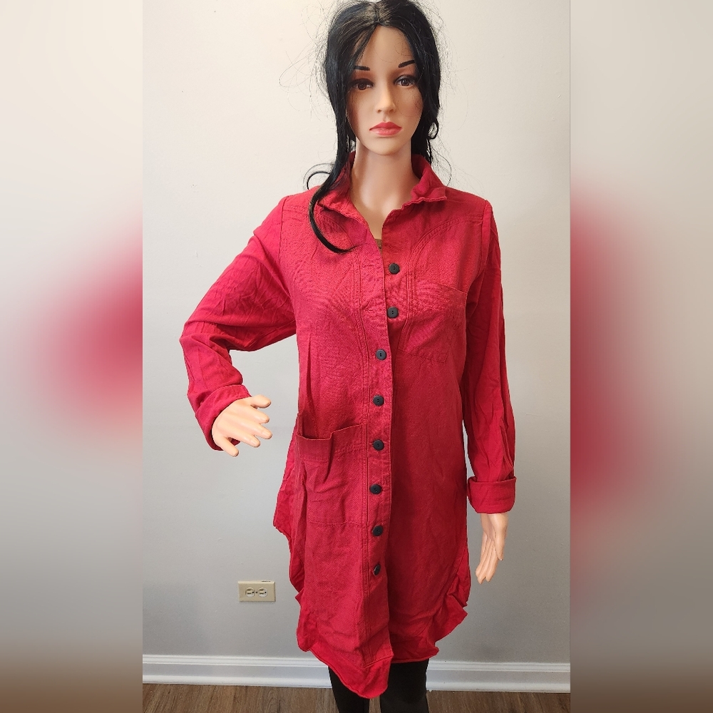 Red Button-Up Shirt Lower Price